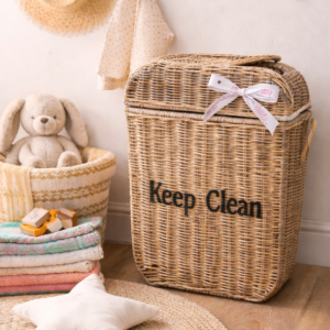 Rieten prullenbak met tuimelklep