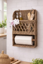 Rieten Keukenrolhouder met Opbergvak