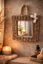 Rieten Spiegel Vierkant