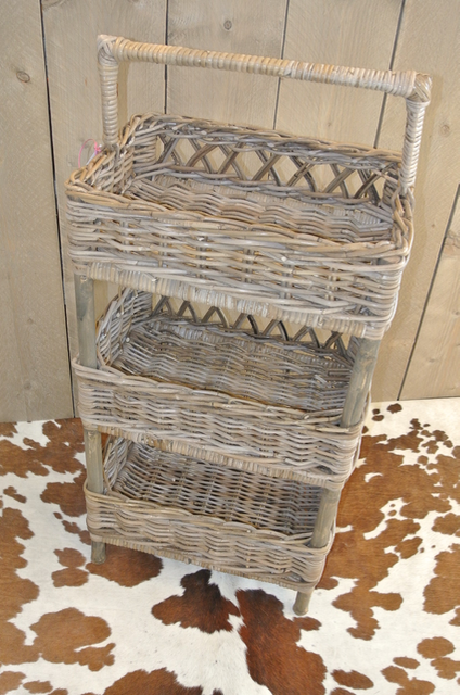 Rieten rek keuken/badkamer 45x33xh81 cm koboo grey