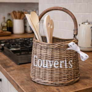 Rieten couverts met hengel witte tekst