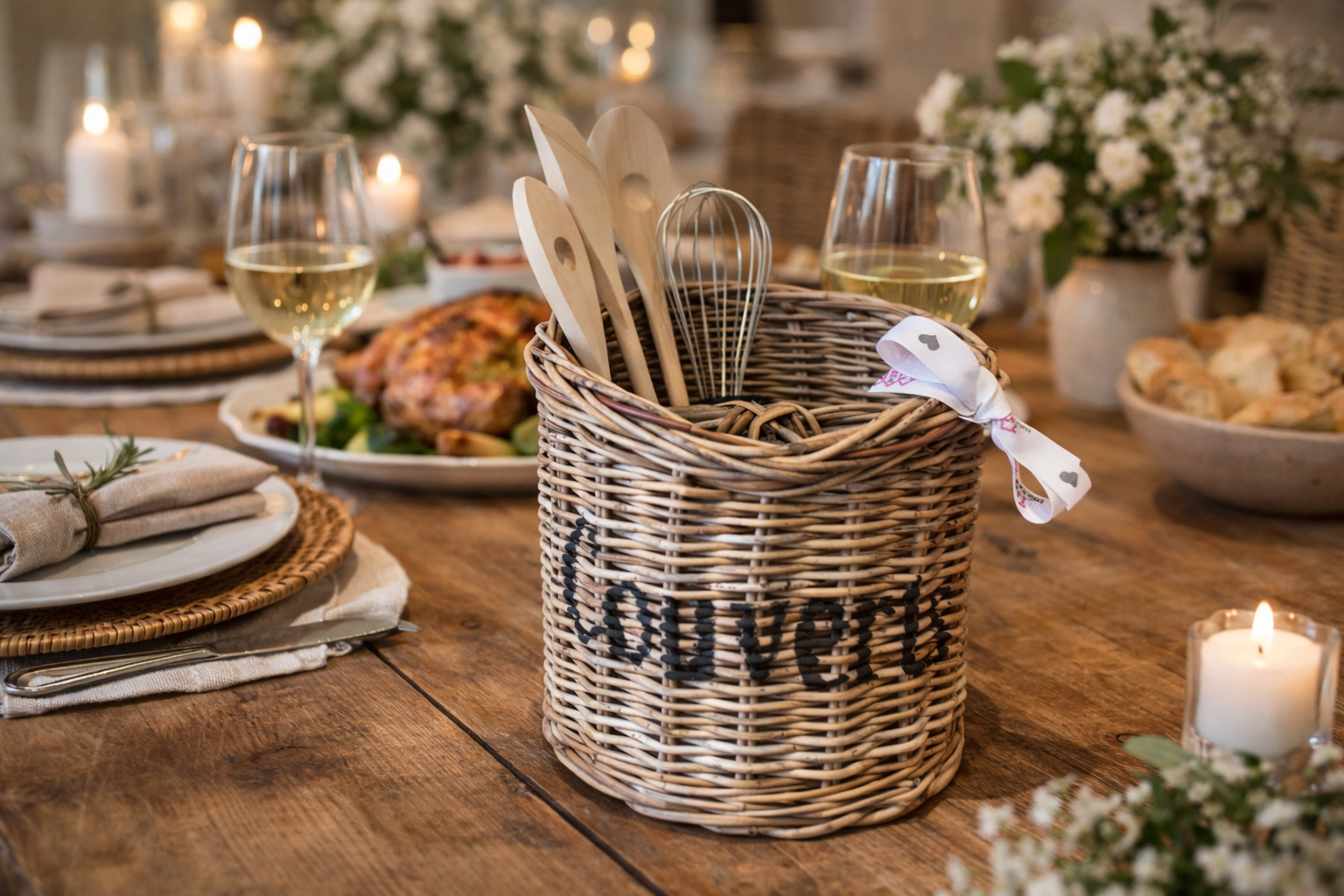 Rieten couverts bestekmand - Afbeelding 3