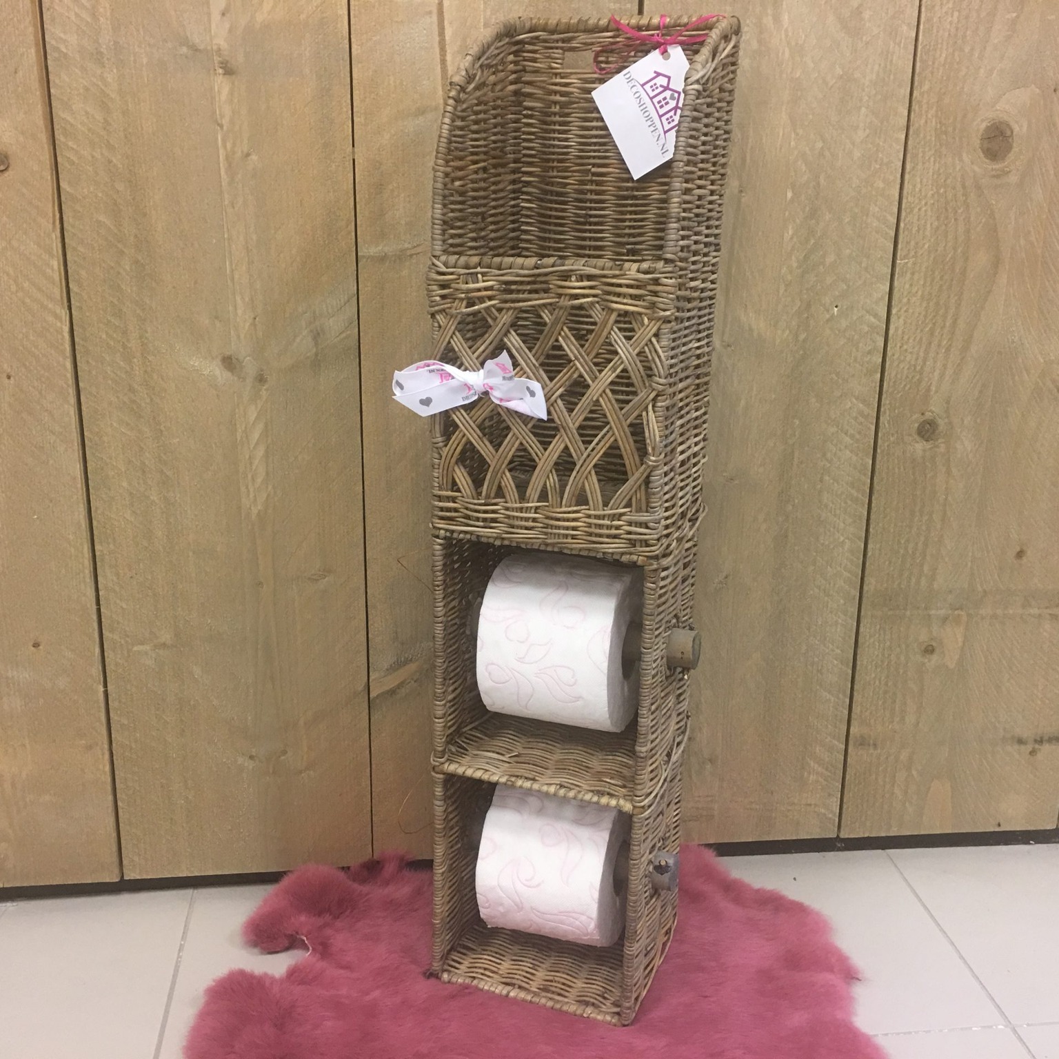 Toiletrolhouder 2 riet met vak