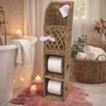 Toiletrolhouder 2 riet met vak