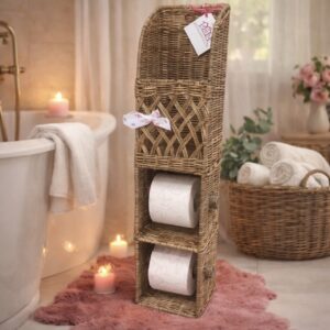 Toiletrolhouder 2 riet met vak