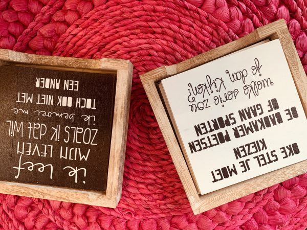Houten onderzetters met tekst - Afbeelding 3