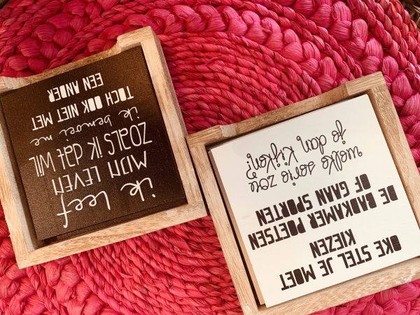 Houten onderzetters met tekst - Afbeelding 2