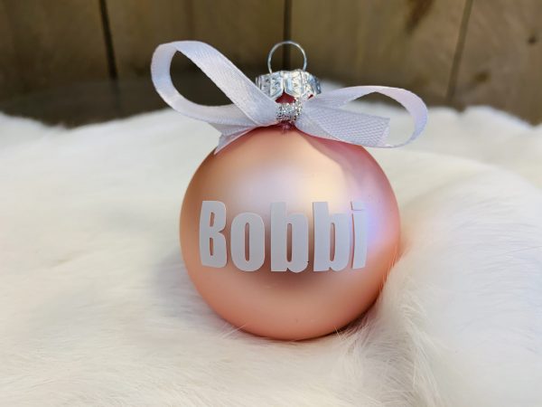 Kerstbal roze tekst wit - Afbeelding 4