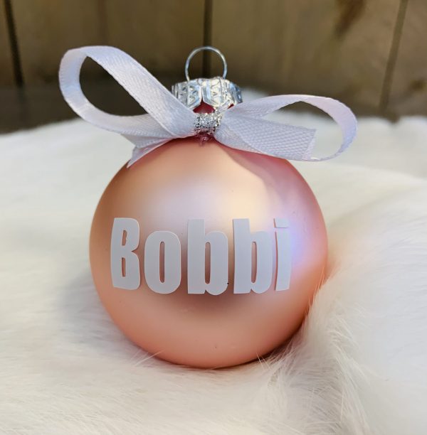 Kerstbal roze tekst wit - Afbeelding 3