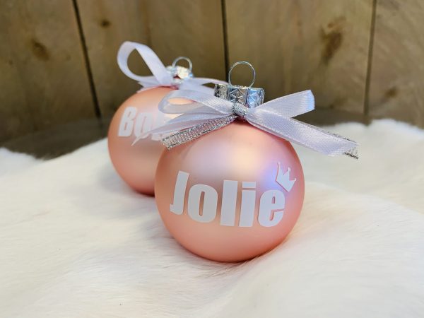 Kerstbal roze tekst wit - Afbeelding 5