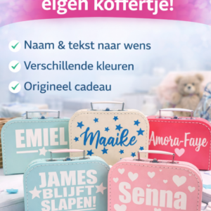 Kinderkoffertje – Eigen Ontwerp | Gepersonaliseerd met Naam & Tekst