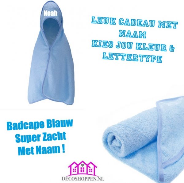 Badcape Blauw met naam