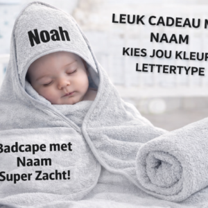 Badcape Grijs met naam