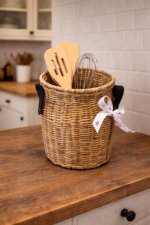 Opbergmand met leren handvat