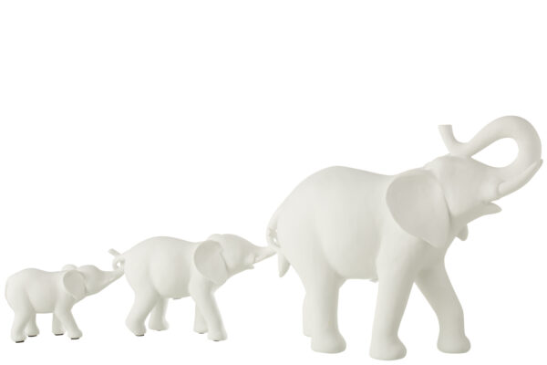 Olifant Rij 3 Polyresin Wit  - Afbeelding 3