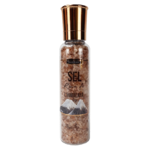 Savor & Sens Roze Himalaya Zout 350g in luxe molen met rosé gouden dop. 100% natuurlijk, rijk aan mineralen en puur genieten.