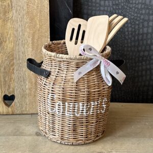 Couverts met leren handvat