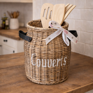 Couverts met leren handvat