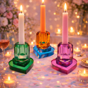 Kristallen Kaarsenhouder hart set 3