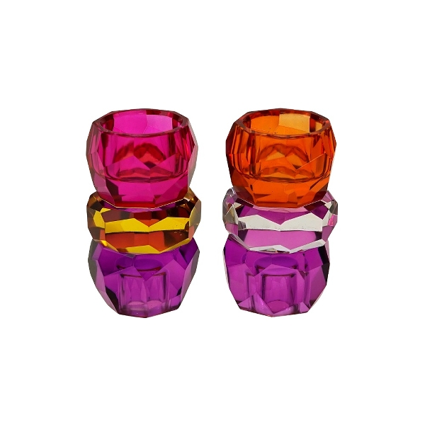 Kristallen Kaarsenhouder Roze Oranje set 2 - Afbeelding 4