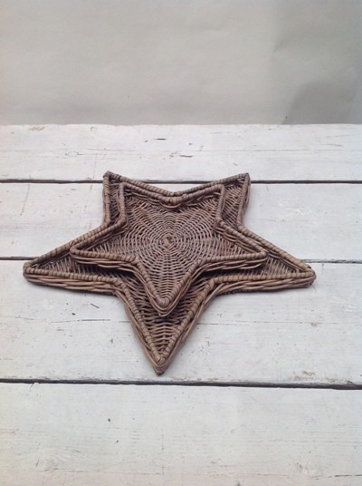 Rieten Ster Dienbladen Set van 2