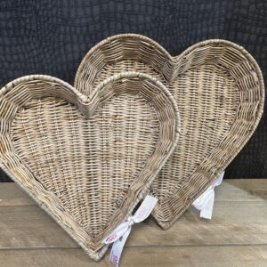 Rieten Harten Dienbladen Set van 2
