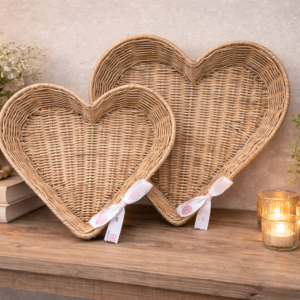 Rieten Harten Dienbladen Set van 2