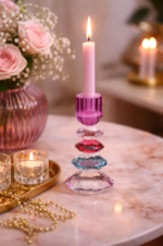 Glazen Kandelaar Multicolor  16 cm