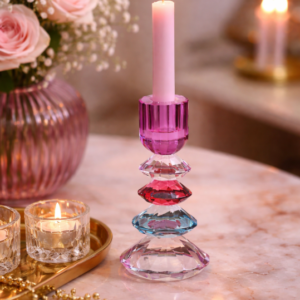 Glazen Kandelaar Multicolor  16 cm