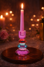 Glazen Kandelaar Multicolor 14 cm