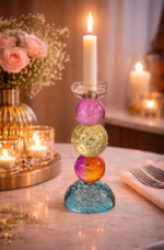 Kandelaar, veelkleurig, glas, 10x26,5 cm