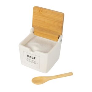 Zoutbox “Salt” – Wit – Dolomiet & Bamboe