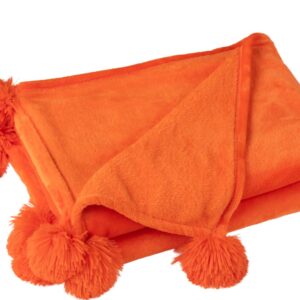 Plaid Pompom – Fel Oranje – Polyester – 170 x 130 cm