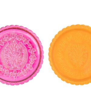 Bord Glas Oranje/Roze set 2