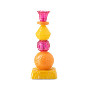 Kaarshouder Glas Oranje/Roze – Small – 23,5 cm