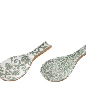 Lepelhouder Mangohout Groen/Wit set van 2