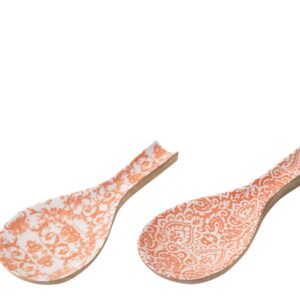 Lepelsteun Mangohout Oranje/Wit – Set van 2 Lepelhouders