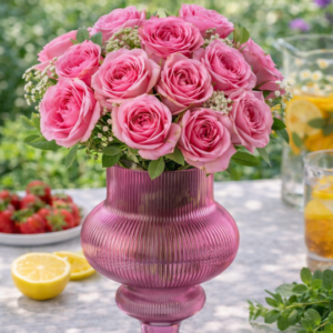 Vaas Geribbeld Glas Fuchsia