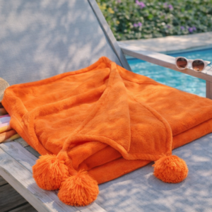 plaid pompoms oranje