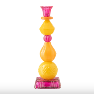 Kaarshouder Glas Oranje/Roze L