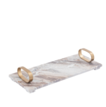 PTMD Lieka Beige Marmer Tray met Gouden Handgrepen – Maat M – 46 cm