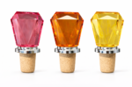 Set van 3 flessenstoppers in diamantvorm in roze, oranje en geel. Stijlvol, kleurrijk en perfect voor wijn- en champagneflessen.