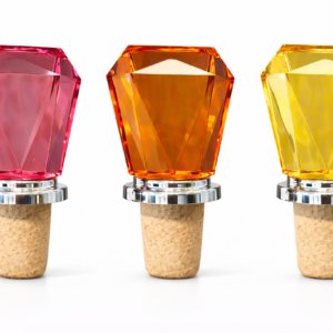 Set van 3 flessenstoppers in diamantvorm in roze, oranje en geel. Stijlvol, kleurrijk en perfect voor wijn- en champagneflessen.