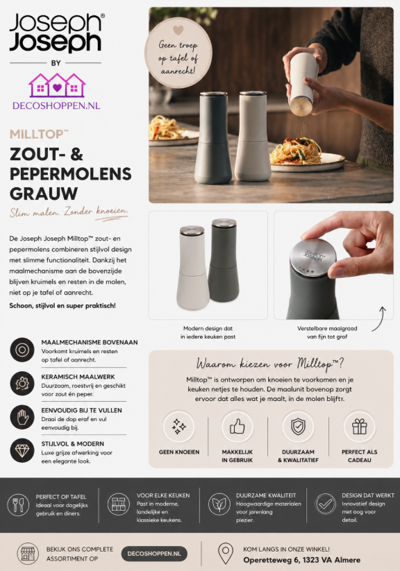Joseph Joseph Milltop Grijze Zout & Pepermolen