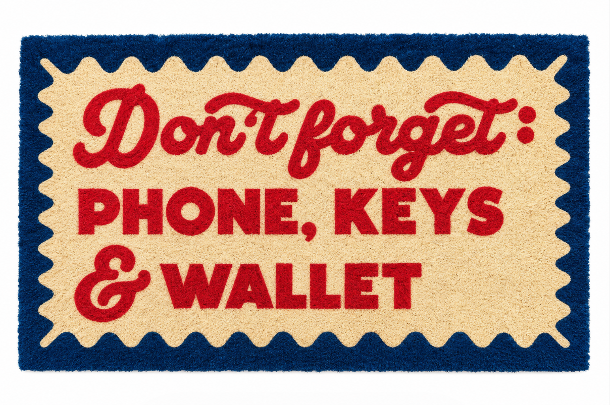 Deurmat Don't Forget – Phone, Keys & Wallet
