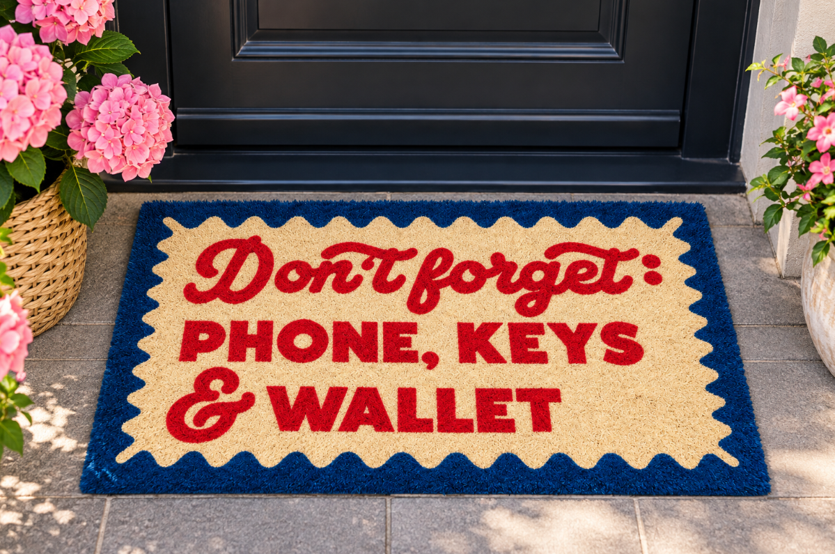 Deurmat Don't Forget – Phone, Keys & Wallet